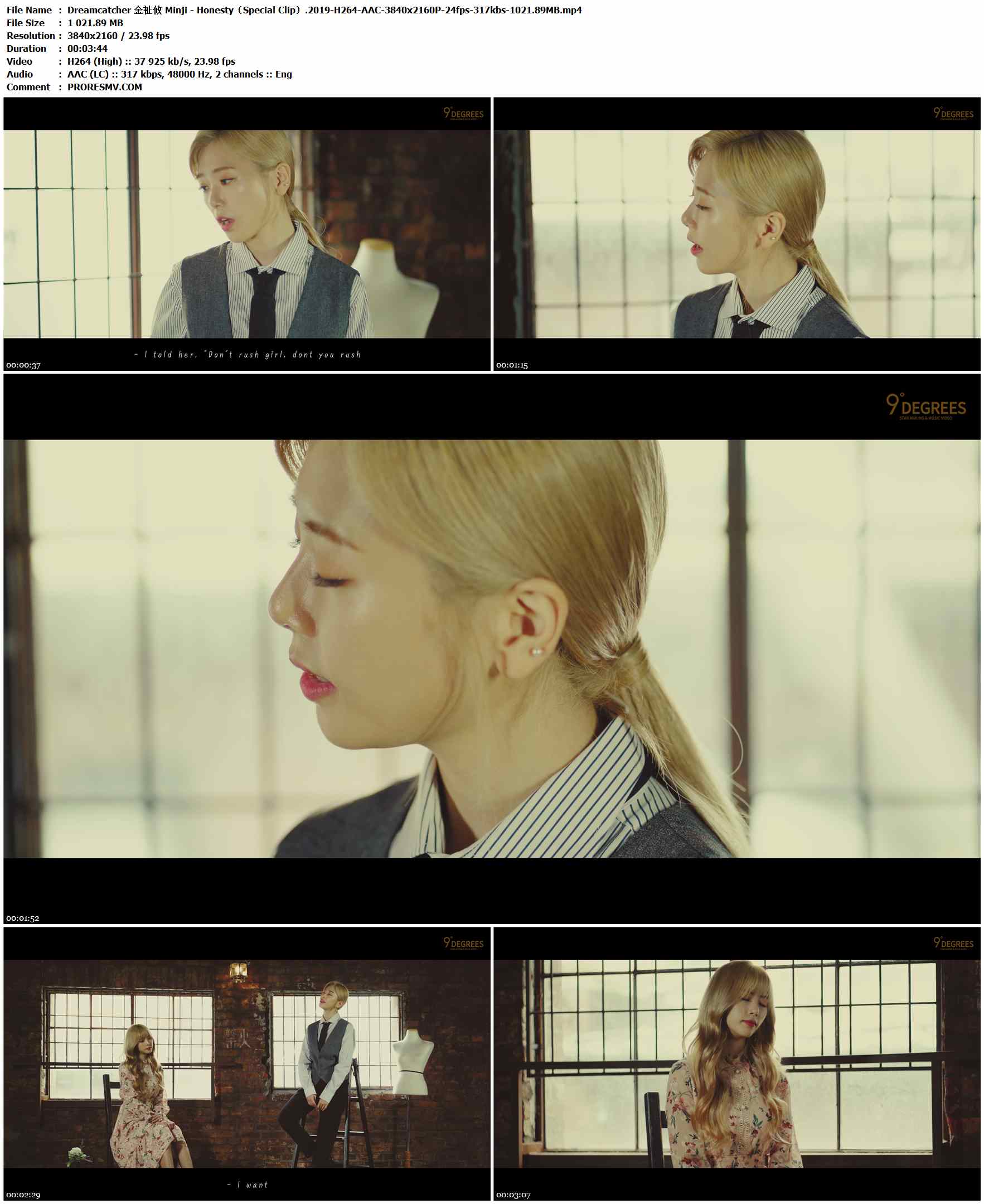Dreamcatcher 金祉攸 Minji - Honesty（Special Clip）.2019-H264-AAC-3840x2160P-24fps-317kbs-1021.89MB官方MV_高清MV